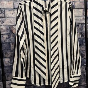 NWT $165 Faconnable Stripe Button Down Top W/Tie or Belt Sz XL